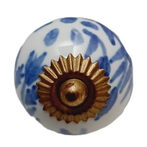 🍒4 for $20🍒 Hand Painted Retro Ceramic Cabinet Knob Round Blue & White